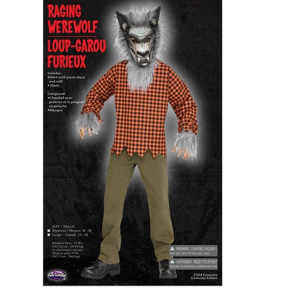 Boys Child RAGING WEREWOLF Bid Bad Wolf Costume Size M 8/10 L 12/14 NWT Mask - Picture 3 of 3